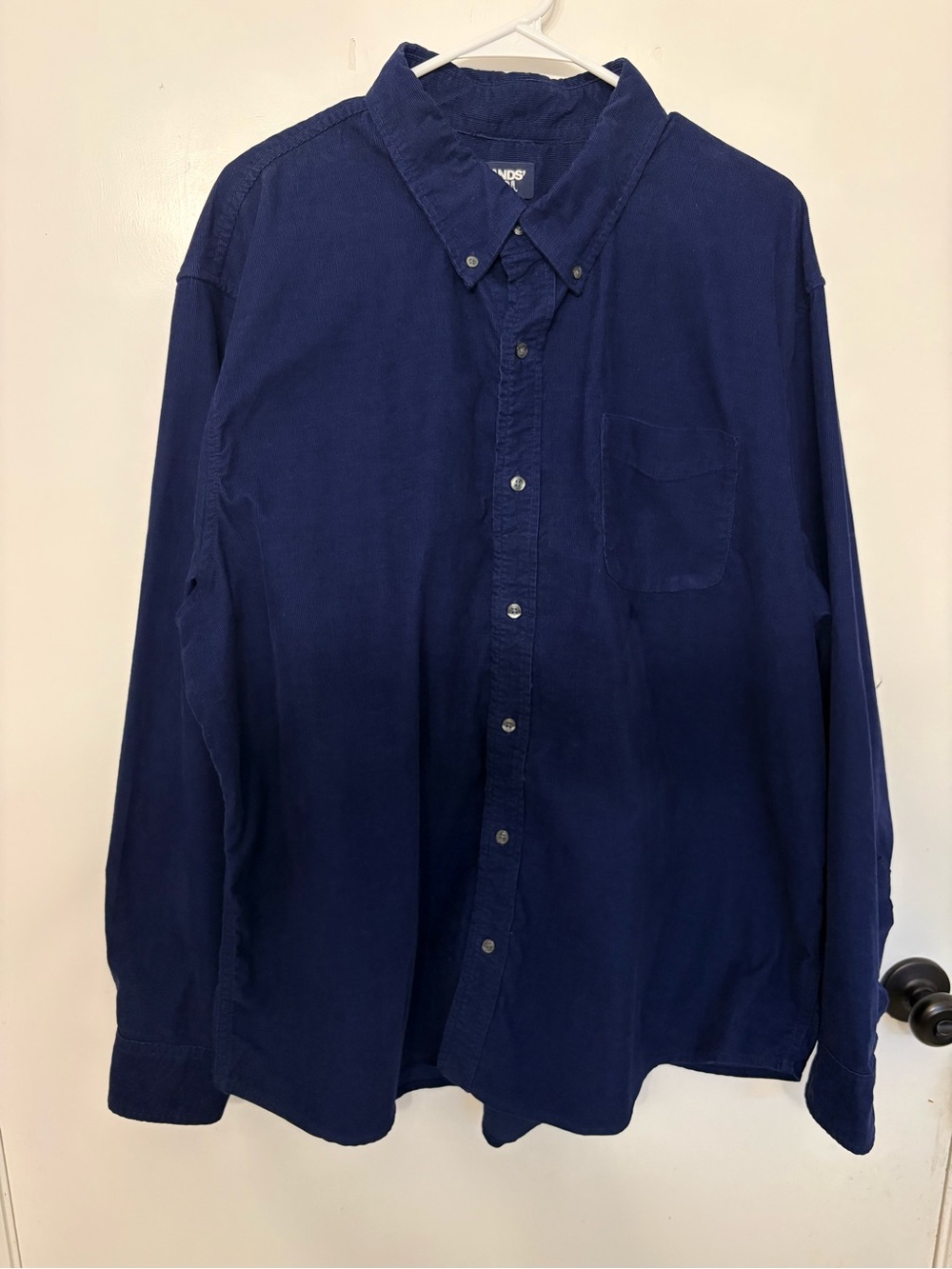 Mens XXL Blue Corduroy Button Up Shirt Jacket Long Sleeve Cotton Blend Casual - Picture 2 of 8